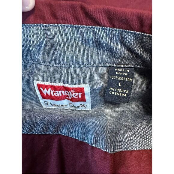 Wrangler Burgundy Mens Short Sleeve Button Up Size Large - Picture 5 of 7